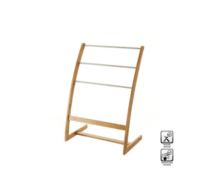 Immagine Portasciugamani a piantana in bambù e acciaio inox cm 57X35X81