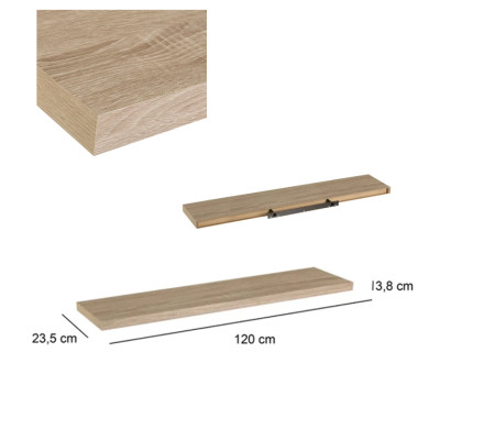Immagine Mensola mdf quercia chiara CM 120X24X4 