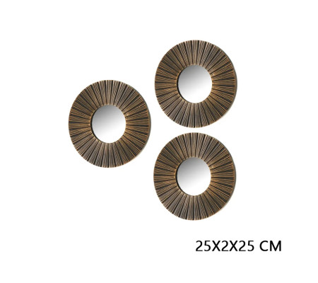 Immagine Set 3 specchi da parete oro antico cm 25x2x25