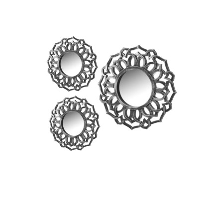Immagine Set 3 specchi da parete argento vintage 25x2x25