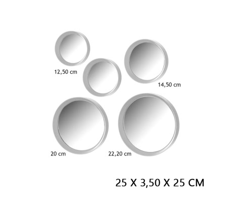 Immagine Set 5 specchi parete colore bianco cm 25X3,5