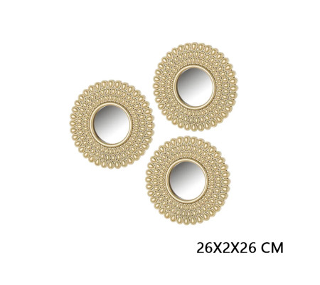 Immagine Set 3 specchio oro 26 X 2 X 26 CM