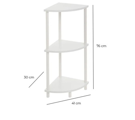 Immagine Scaffale angolare 3 ripiani bianco cm 30X30X76