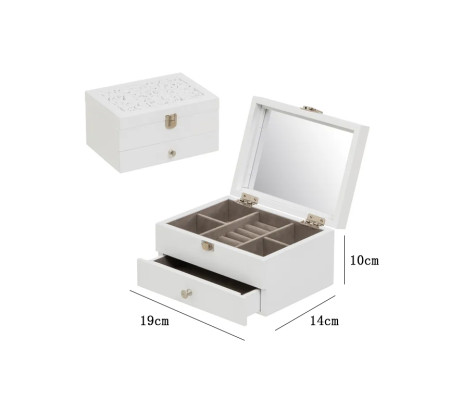 Immagine Portagioie MDF/CRISTALLO BIANCO CM 19X14X10